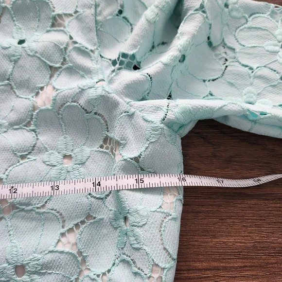 Diane Von Furstenberg Lace Mini Floral Dress 0 Mint Green Wedding Party Cocktail - Picture 9 of 11